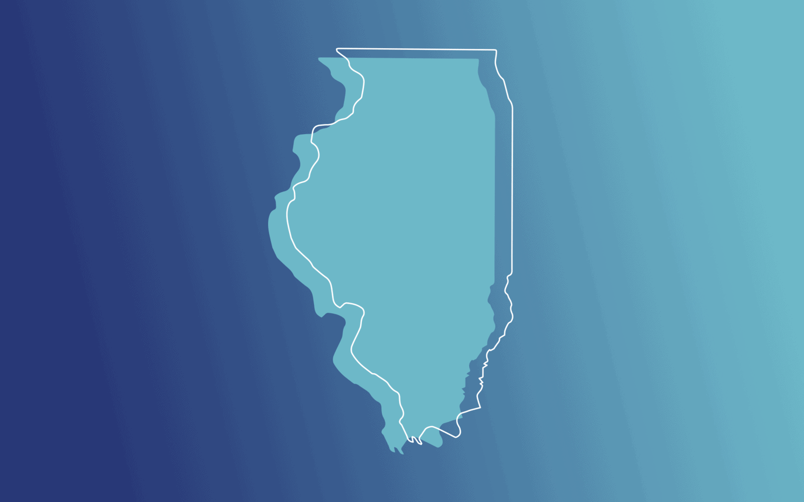 Outline map of Illinois in blue gradient background representing new IAR continuing education requirements effective January 1, 2026.